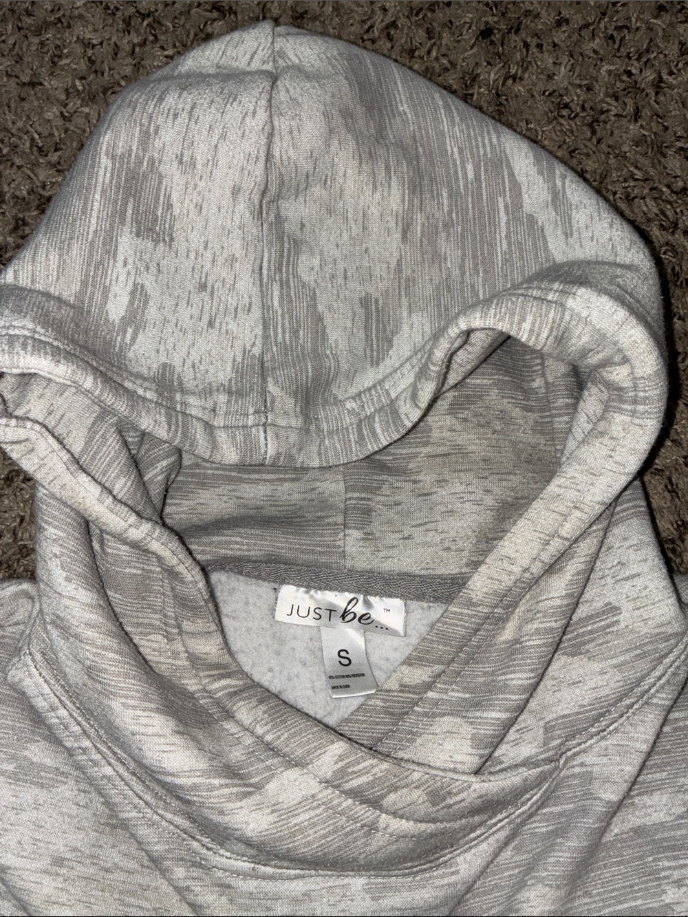 just be Heathered Light Gray Men's Zip Hoodie